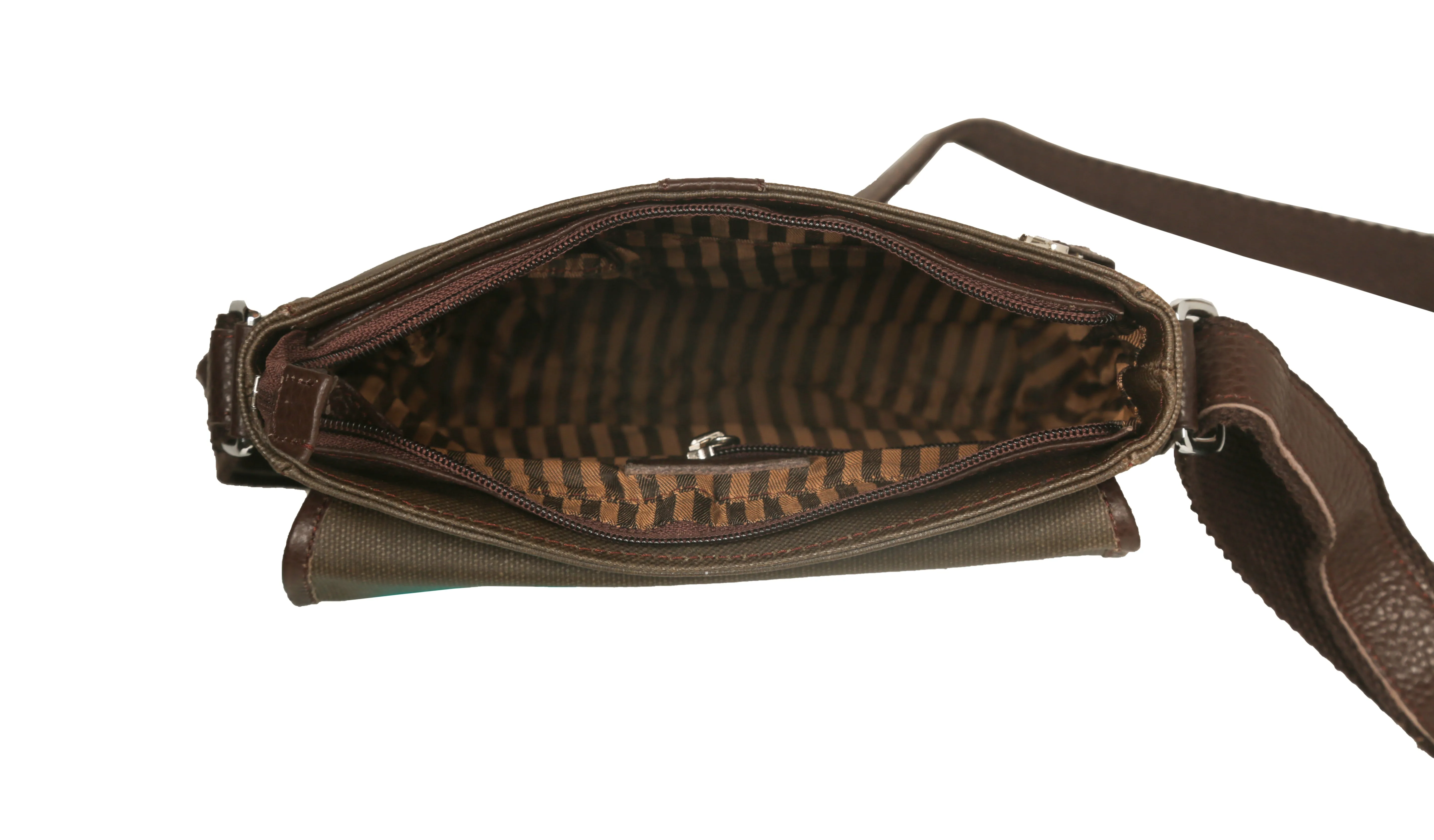 RL Meraki Waterproof Coated Canvas and Leather Sling Cross Body Bag