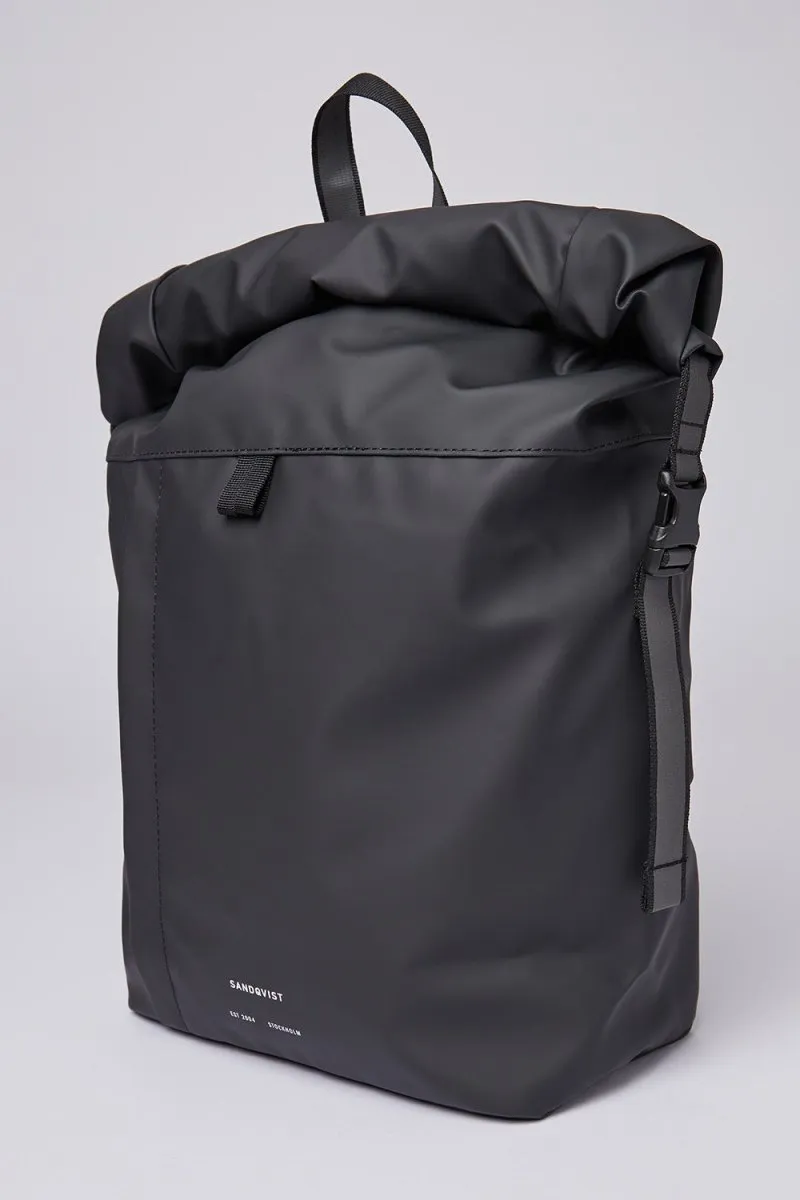 Sandqvist Konrad Water-Resistant Rolltop Backpack (Black)