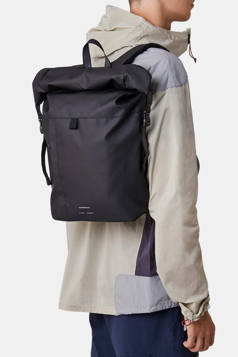 Sandqvist Konrad Water-Resistant Rolltop Backpack (Black)