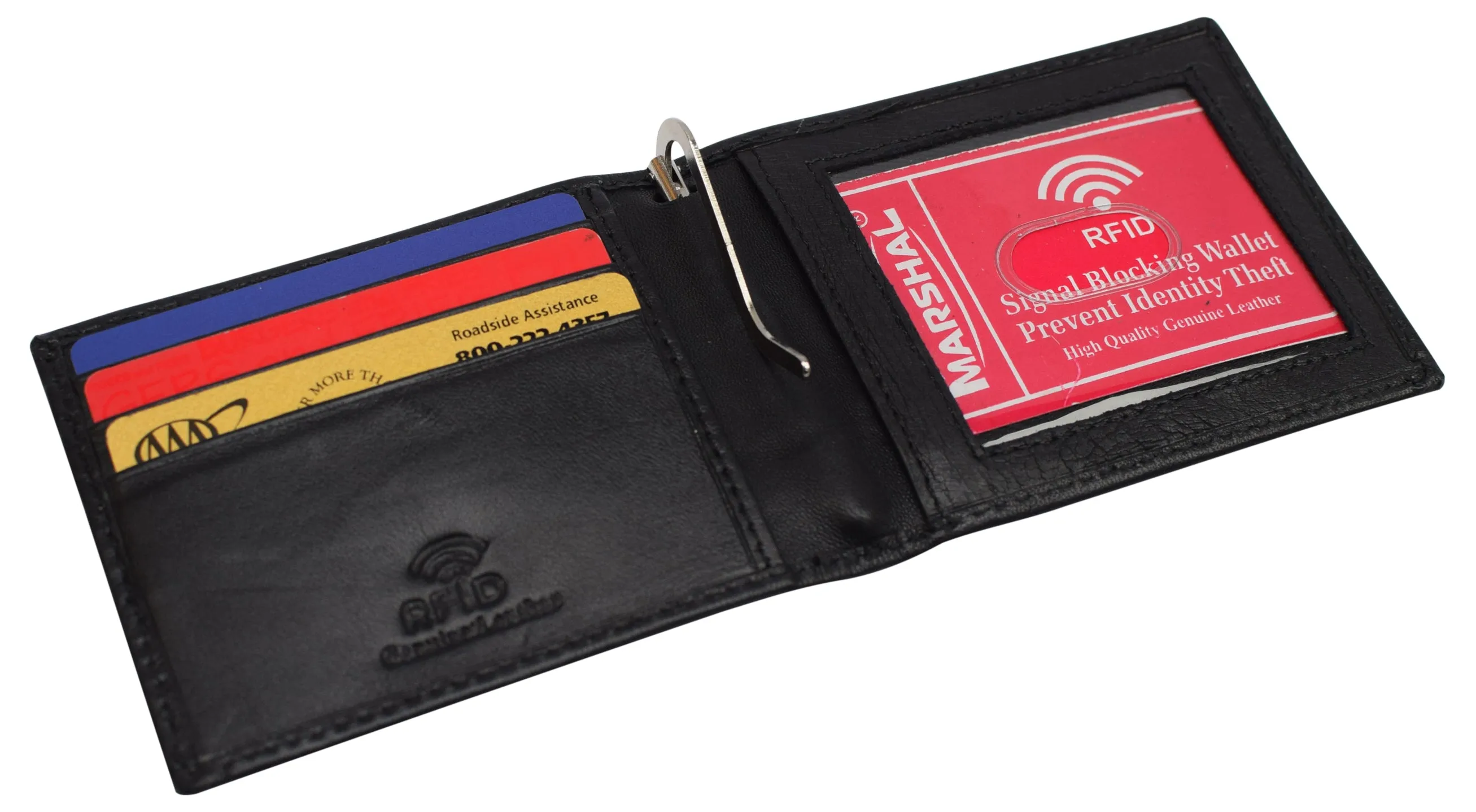 Slim Wallet Money Clip RFID Blocking Minimalist Bifold Wallet Leather Front Pocket ID Card Holder