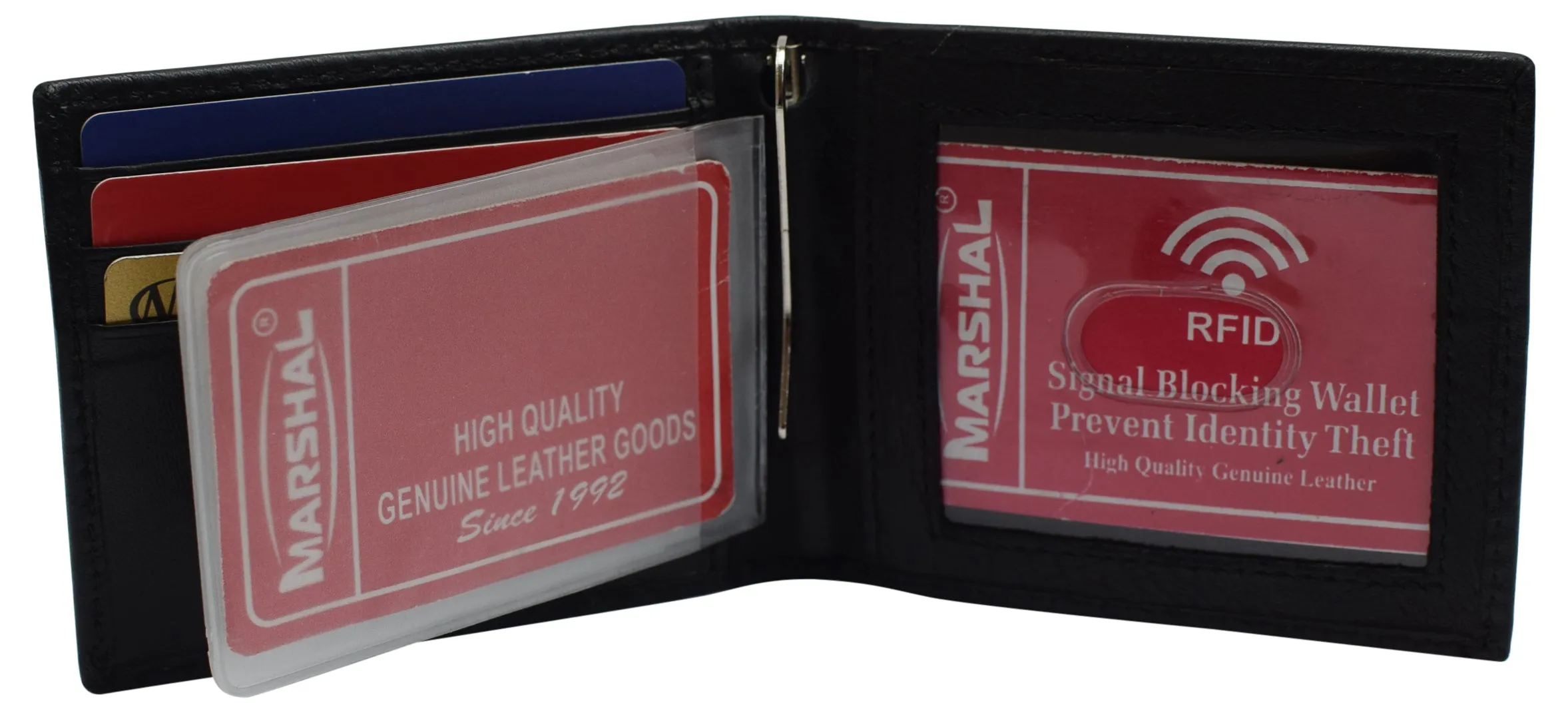 Slim Wallet Money Clip RFID Blocking Minimalist Bifold Wallet Leather Front Pocket ID Card Holder