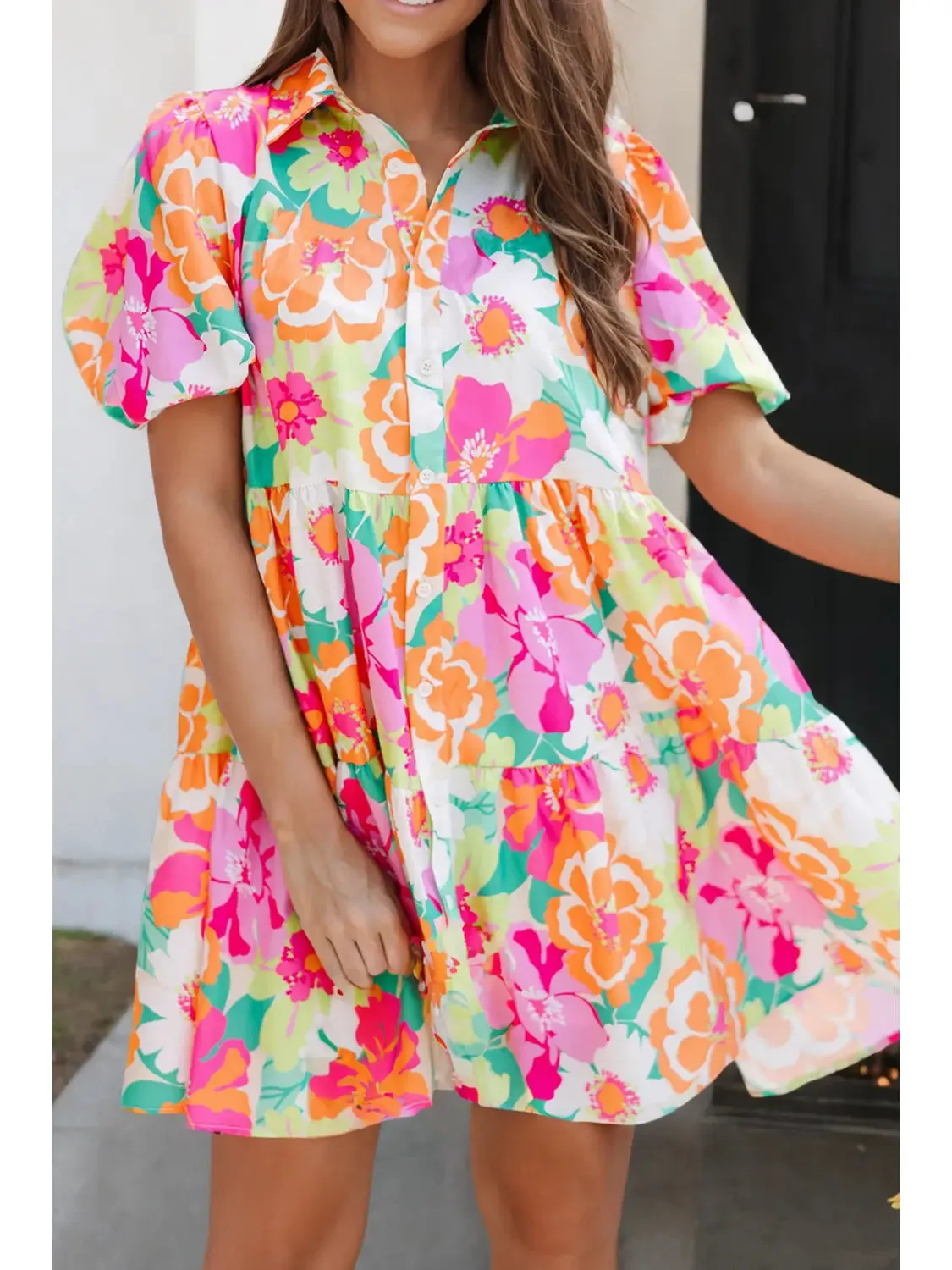 The Carey Floral Puff Sleeve Babydoll Dress