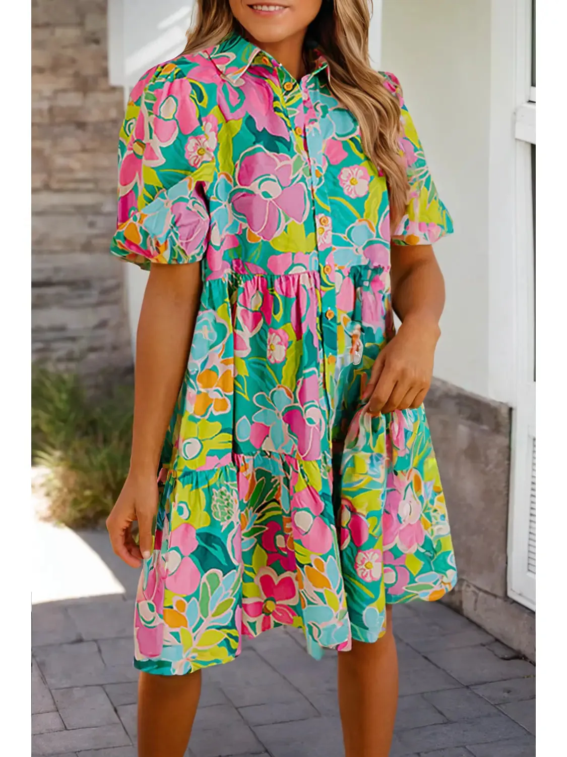 The Carey Floral Puff Sleeve Babydoll Dress