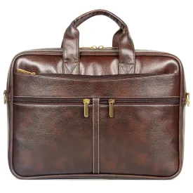 THE CLOWNFISH Unisex-Adult Faux Leather 15.6 Inch Laptop Messenger And Sling Bag Laptop Briefcase (Dark Brown)