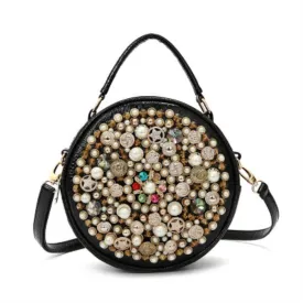 Vintage Style Pearl Design Evening Bag, Wedding Party Clutch Crossbody Bag Purse, Rhinestone Shoulder Bags